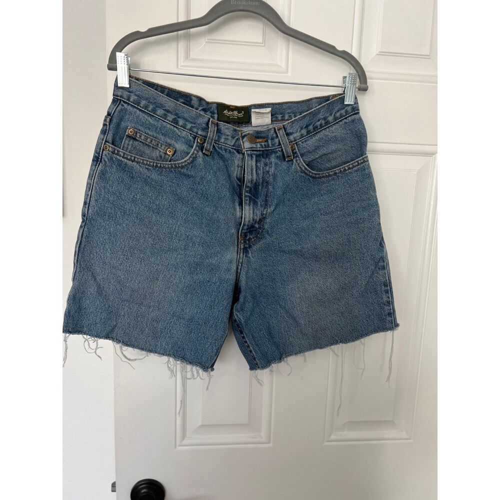 Vintage Eddie Bauer High Rise Raw Cut Off Denim Shorts Jorts W32 L30